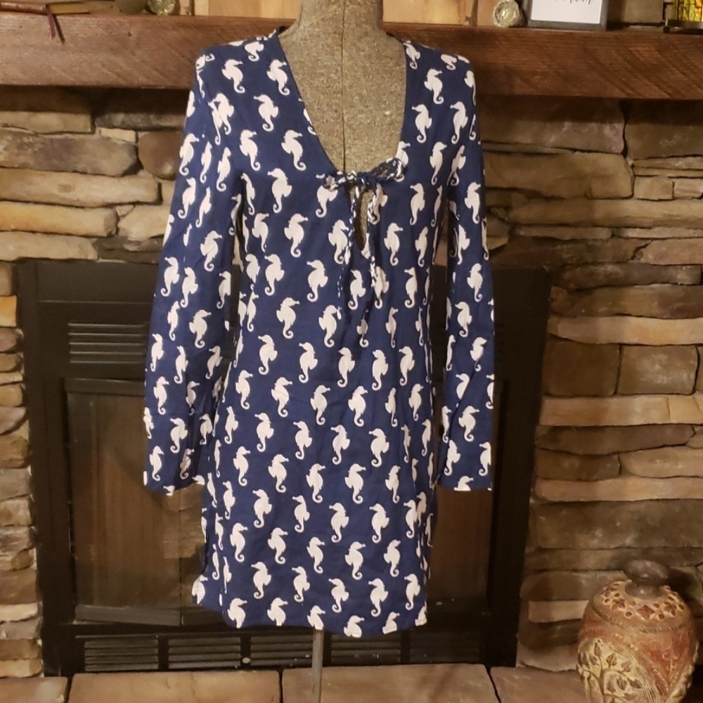 Mud Pie Blue and White Seahorse Tunic